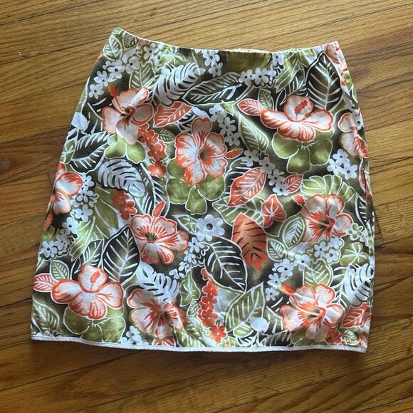Island Republic Green Orange White Brown Tropical Print Skirt - Picture 4 of 5